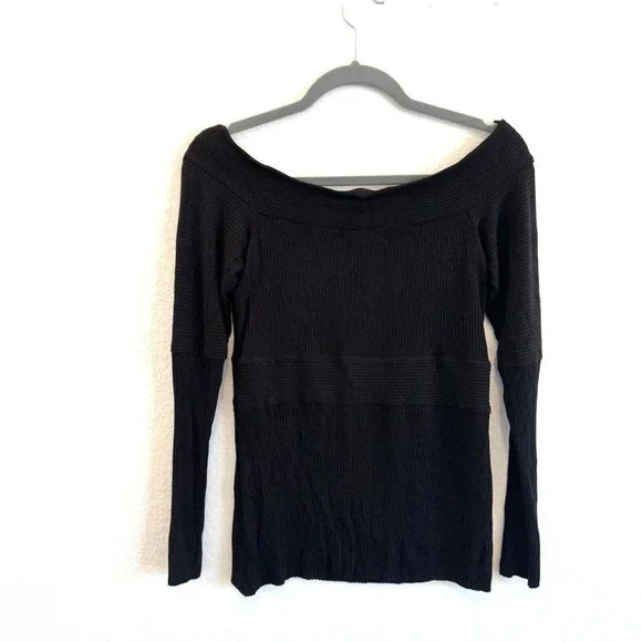 Bailey 44 Ribbed Off Shoulder Top Black Size Large Women's - Picture 2 of 4